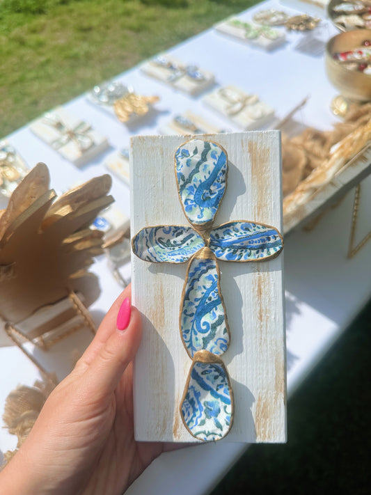 Medium Blue Paisley Cross
