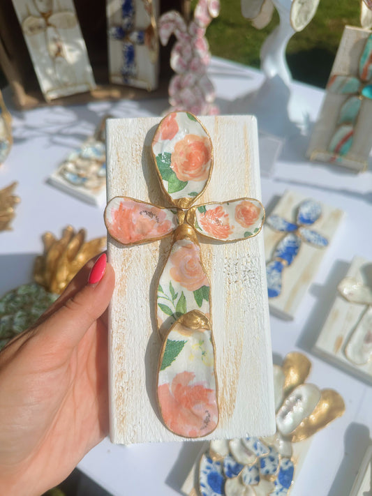 Medium Pastel Floral Cross
