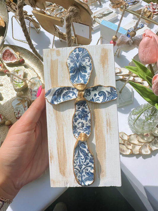Medium Navy Blue Patterned Cross