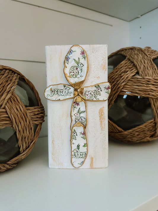 Medium Floral Easter Bunny Cross
