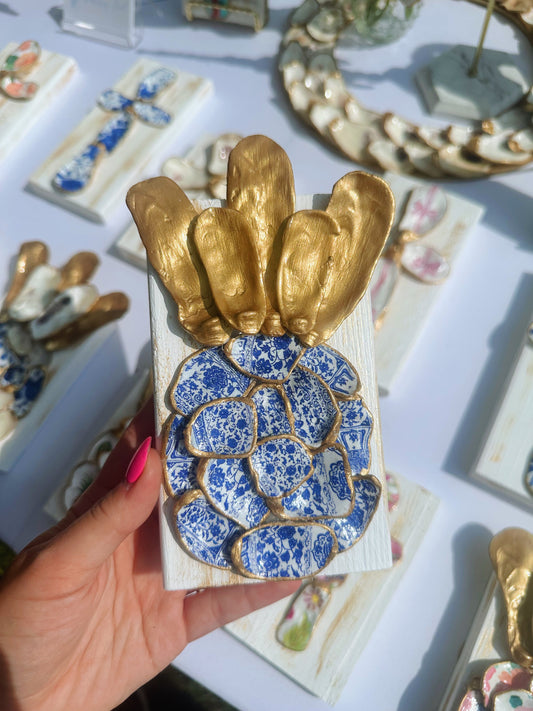 Blue & White Pottery Chinoiserie Pineapple