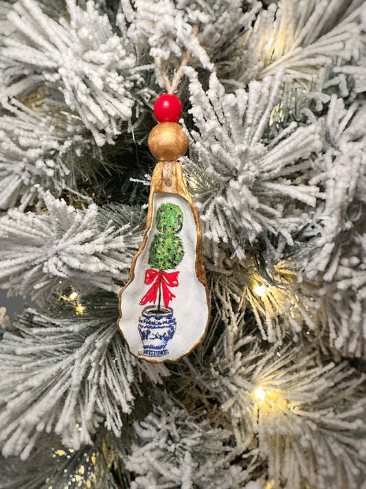 Blue & White Christmas Oyster Ornaments