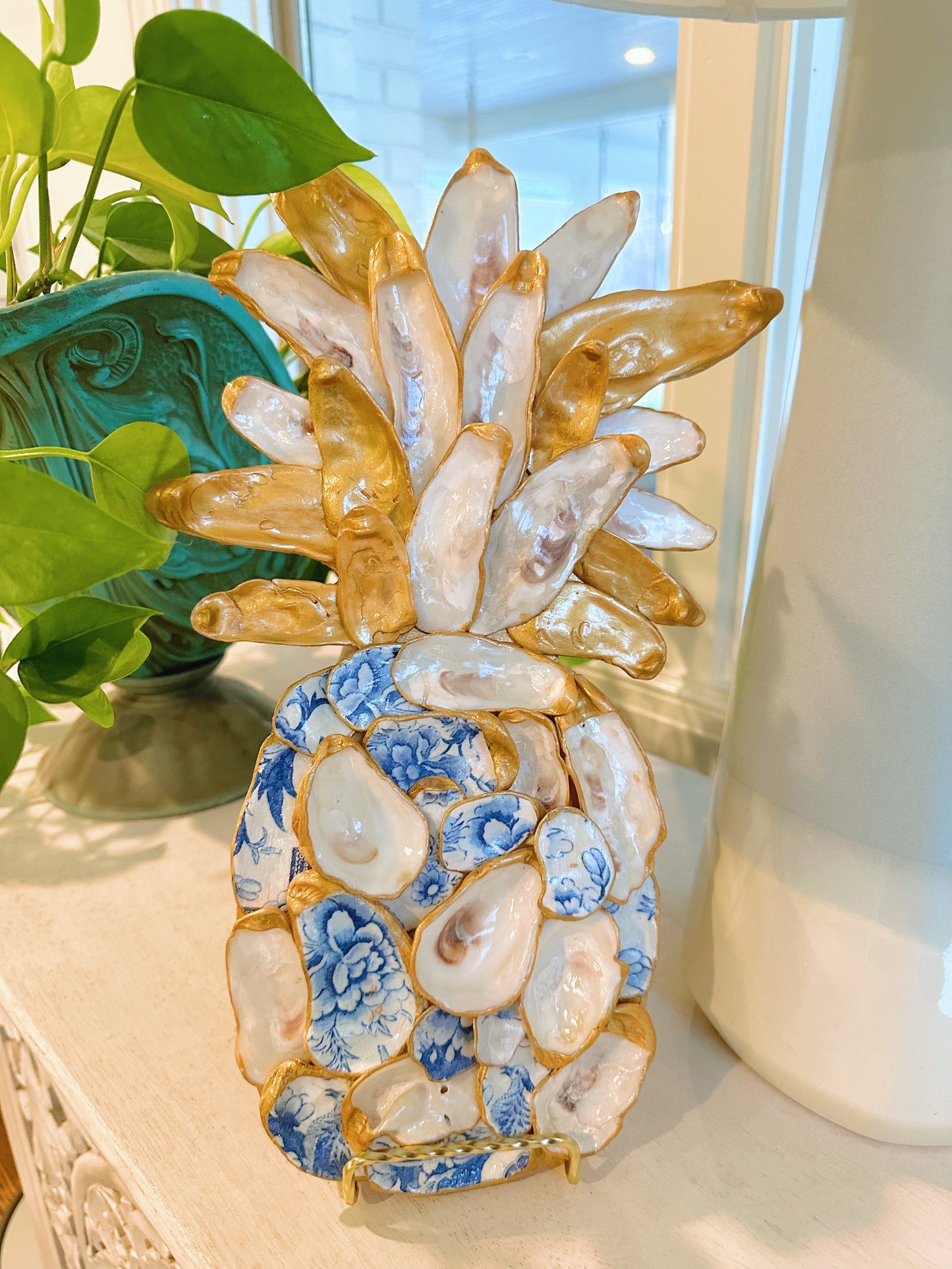Large Light Blue Patterned Pineapple