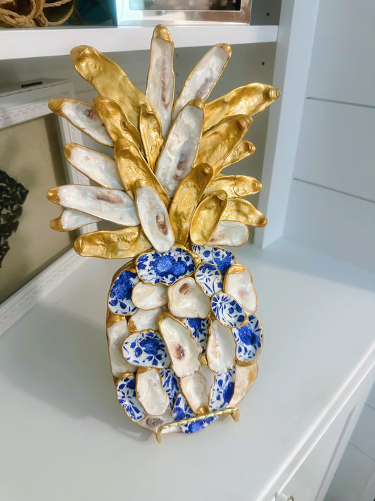 Large Blue & White Chinoiserie Pineapple