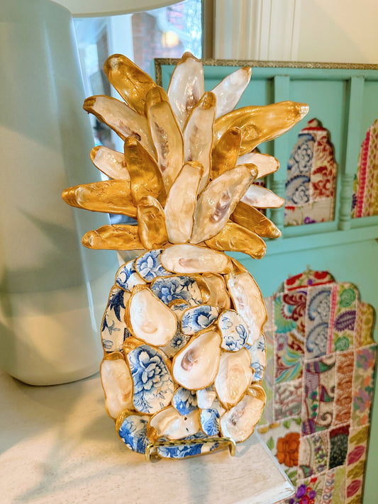 Large Light Blue Patterned Pineapple