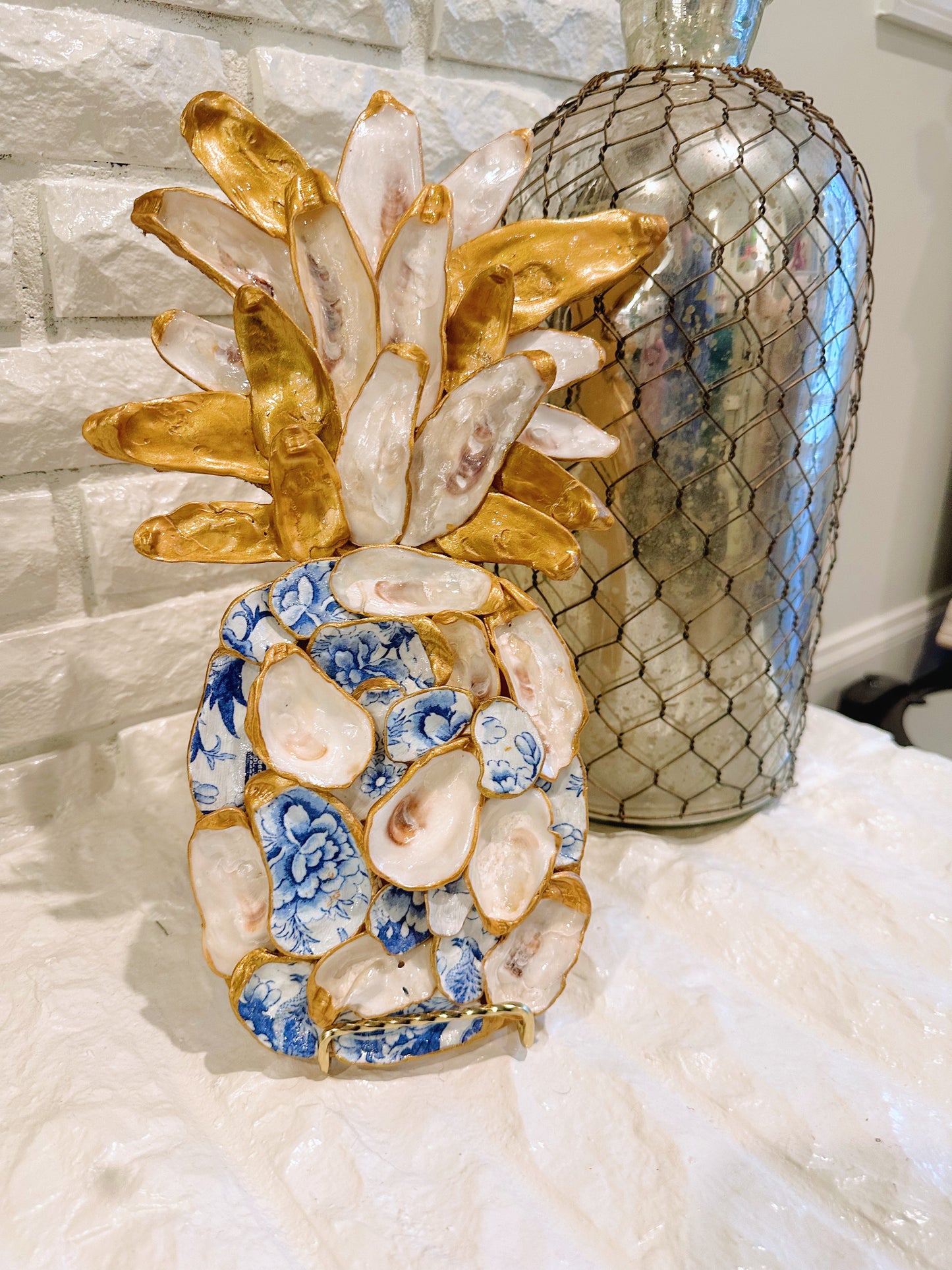 Large Light Blue Patterned Pineapple