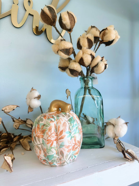 Teal & Orange Ceramic Pumpkin