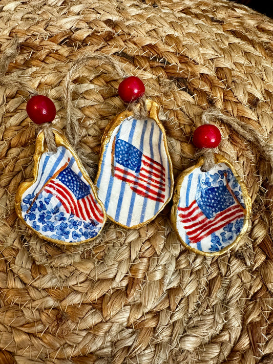 Hydrangea American Flag Ornament
