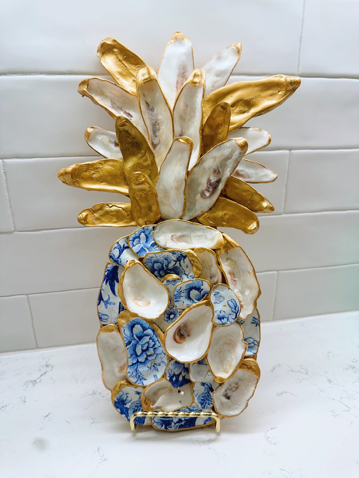 Large Light Blue Patterned Pineapple