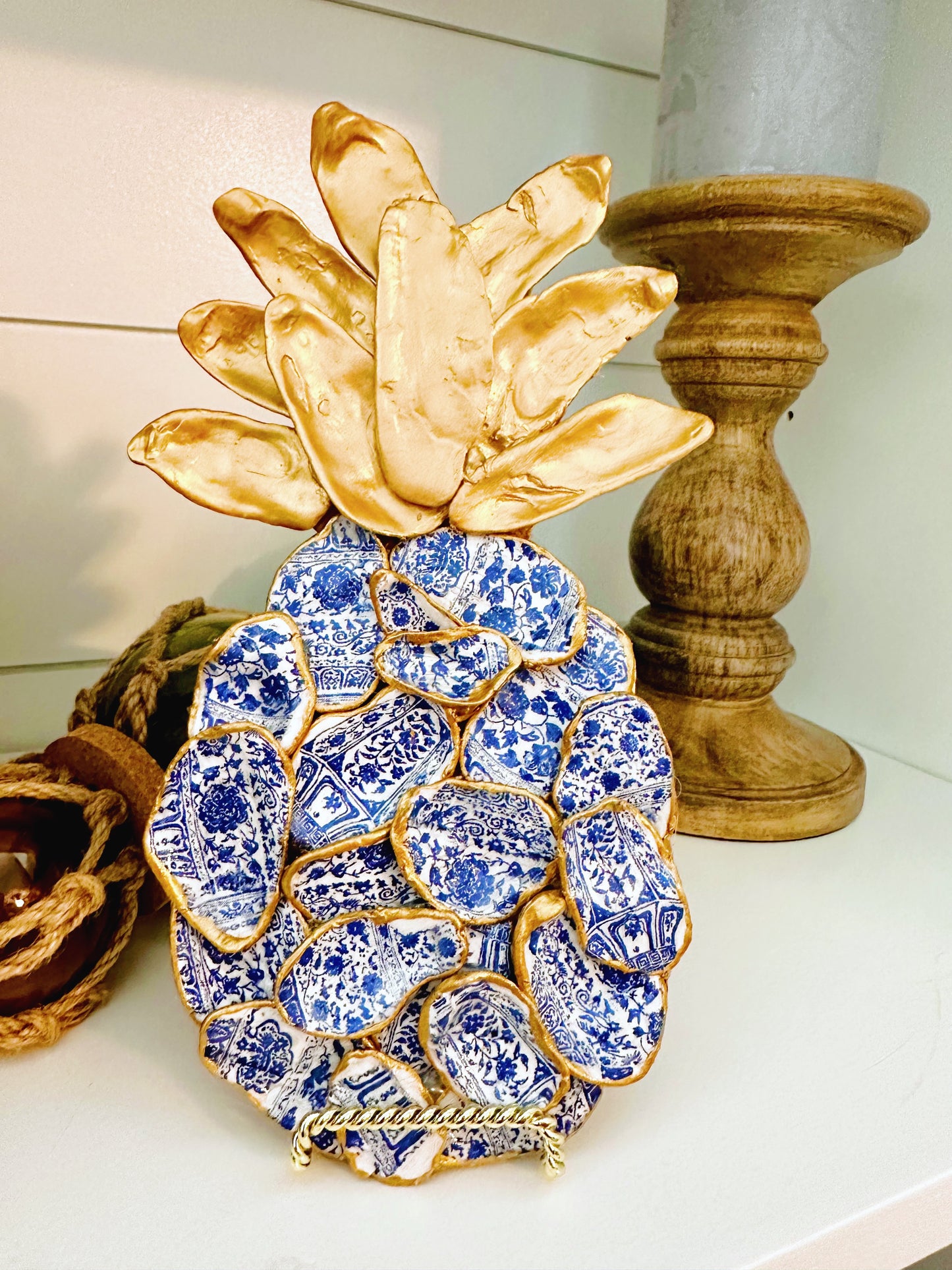 Cutout Blue & White Chinoiserie Pineapple